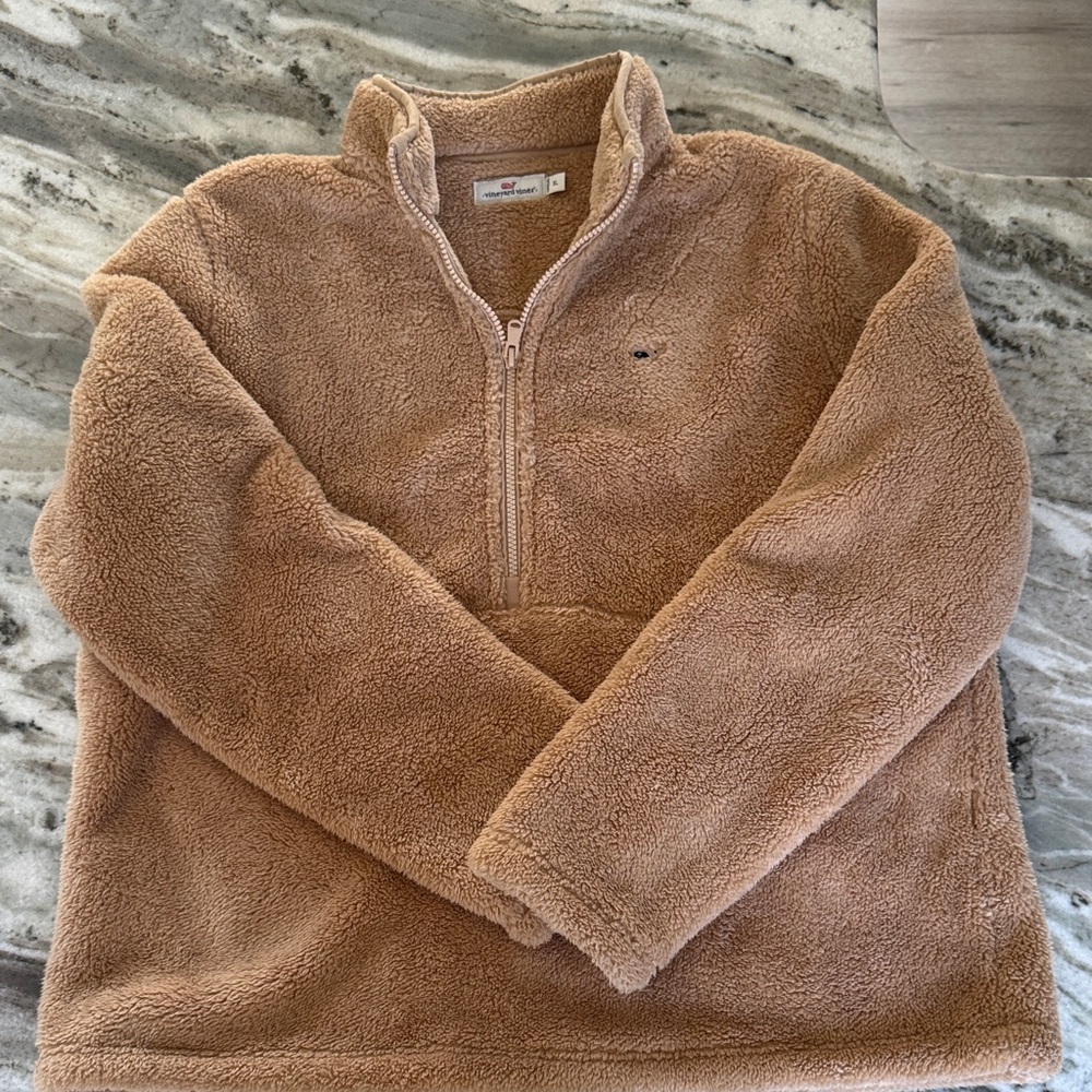 Tan Teddy Fleece 3/4 Zip Up